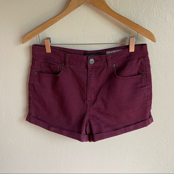 Aeropostale Pants - Aeropostale Junior Women’s High Waist Shorts In Burgundy Size 10